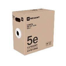 Кабель витая пара Rexant F/UTP, cat.5e, PE, 4х2х0,52 мм, 24AWG, OUTDOOR, SOLID, черный, 305м