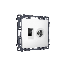 Комплект механизма розетки компьютерной + TV оконечной RJ-45 с автоматической защитной шторкой ALFA Белый матовый QUANT (AP1325, VM195) MA132510