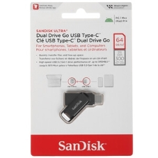 Флешка USB SanDisk DDC3 Ultra Dual Go (SDDDC3-064G-G46), 64Gb, USB 3.1/USB Type-C, R/W 150/30, черный