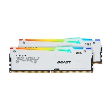 Оперативная память Kingston Fury Beast, DDR5, 32Gb (2x16Gb), 5600MHz, CL40, DIMM, с радиаторами, RGB, белый
