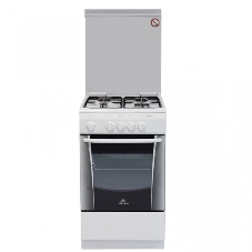 Плита газовая De Luxe 506040.05Г (КР) белый, конфорок 4 шт, духовка 54 л, 50 см x 85 см x 60 см