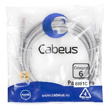 Шнур комм. Cabeus, кат. 6, неэкр., U/UTP, RJ45/RJ45, LSZH, AWG24, 5м, серый