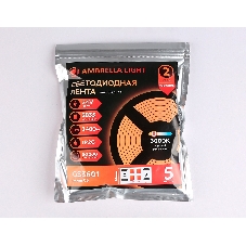 Светодиодная лента Ambrella light GS3601 2835 204Led/ 20W m/ 24V IP20 3000K/ 5000*14*1.2mm (2 конт.)