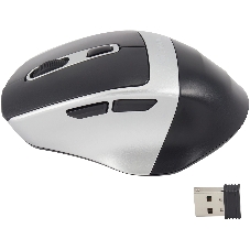 Мышь беспроводная Oklick 516MW черный/серебристый, 1600 dpi, радиоканал, Bluetooth, USB, кнопки - 6