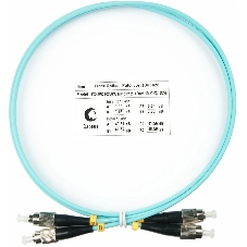 Патч-корд оптический Cabeus Tight Buffer, Duplex FC/FC, OM3 50/125, LSZH, 1м, d= 3мм, черный хвостовик, аква