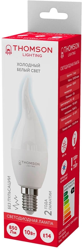 Лампа светодиодная Thomson TH-B2313 10Вт цок.: E14 свеча 220B 6500K св. свеч. бел. хол. Tail Candle (упак.: 1 шт)