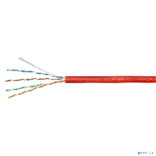 Кабель витая пара UTP (U/UTP) Cabeus UTP-4P-Cat.5e-SOLID-LSZH-RD, категория 5e, 4 пары (24 AWG), одножильный, красный, LSZH, нг(А)-HF, (305 м)