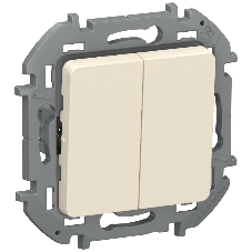 Выключатель 2-клавишный схема 5 10АХ безвинтовые зажимы 6736211 слоновая кость IEKINSPIRIA