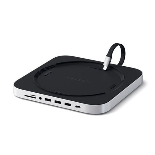 USB док станция с подставкой Satechi Mac Mini Stand & Hub для Mac Mini. Порты: 1x USB-C, 3 x USB, 3,5мм AUX, SD, microSD