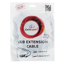 Кабель Gembird USB 2.0 удлинительный, активный 4.8м AM/AF, черный