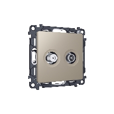 Комплект механизма розетки TV оконечной + SAT 5-862MHz 3.5dB/950-2150MHz 3.5dB ALFA Серо-бежевый матовый QUANT (AP3733, VM217) MA373310