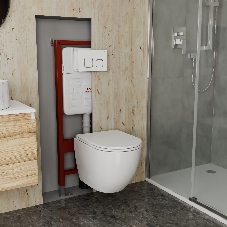 Комплект BAU 6 в 1: усиленная инсталляция BAU IDEAL, унитаз подвесной безободковый торнадо обратного потока Bau Dream 52х36 Hurricane-2, сиденье дюропласт микролифт, клавиша BAU Strike, белая/хром