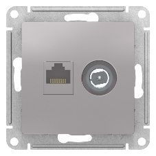 Розетка телевизионная +комп двойная RJ45+TV, кат.5E, механизм ATN000389 Schneider Electric Алюминий