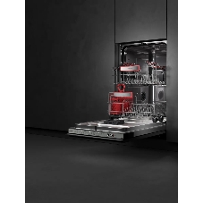 Встраиваемая посудомоечная машина Kuppersberg GHS 4526, High-Tech, 45 см, 10 комплектов, 3 корзины, 8 программ, отсрочка старта, автоматическое открывание двери, LED подсветка, сенсорное управление, луч на полу, половинная загрузка, UV-лампа, энергоэффективность А