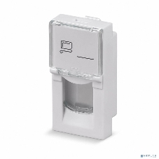 Вставка Rexant Mosaic 22,5x45, на 1 порт с прозрачной шторкой и увеличенным окном маркировки, белая