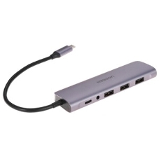 USB-концентратор UGREEN CM136-80132, USB Type-C, USB 3.0/HDMI/USB Type-C PD/AUX (3.5мм), USB