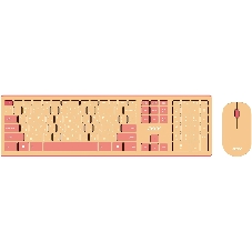 Комплект клавиатура + мышь Acer OCC205 беспроводной USB, 1200 dpi, розовый/бежевый