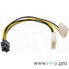 Кабель Gembird Разветвитель питания, 2xMolex->PCI-E 6pin, для подкл. в/к к б/п