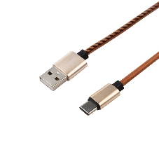 Кабель USB-Type-C Rexant 2A/leather/brown/1м
