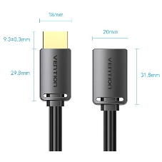 Кабель-удлинитель Vention HDMI High speed v2.0 with Ethernet 19F/19M - 2м