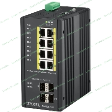 Коммутатор ZYXEL RGS200-12P, 12 Port managed PoE Switch, 240 Watt PoE, DIN Rail, IP30, 12-58V DC