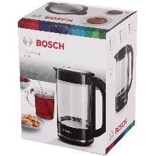 Чайник электрический Bosch TWK70B03 черный, 1.7 л, 2400 Вт, скрытый нагревательный элемент