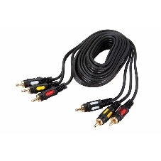 Шнур Rexant 3 RCA - 3 RCA, длина 3 метра, черный (GOLD)