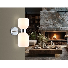 Настенный светильник Ambrella light LH56087/2 СH/FR хром/белый матовый E14*2 max 40W 215*120*300