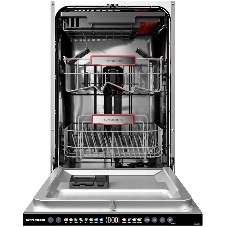 Встраиваемая посудомоечная машина Kuppersberg GHL 4531, High-Tech, 45 см, 11 комплектов, 3 корзины, 8 программ, отсрочка старта, автоматическое открывание двери, LED подсветка, сенсорное управление с цветными иконками программ, луч на полу, половинная загрузка, UV-лампа, энергоэффективность А