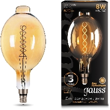 Лампа светодиодная филаментная Gauss Filament Vintage 8Вт цок.:E27 шар 220B 2400K св.свеч.бел.теп. (упак.:1шт)