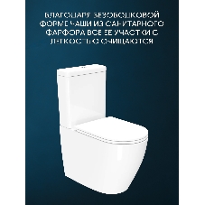 Унитаз напольный безободковый торнадо обратного потока Bau Dream Hurricane-2, усиленное быстросъёмное