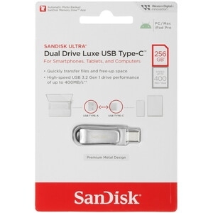 Флешка USB SanDisk SDDDC 256Gb SDDDC6-256G-G46, USB3.2 Type-C, черная