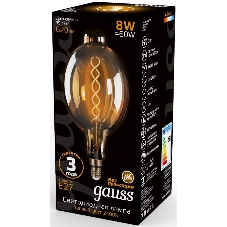 Лампа светодиодная филаментная Gauss Filament Vintage 8Вт цок.:E27 шар 220B 2400K св.свеч.бел.теп. (упак.:1шт)
