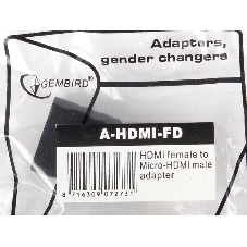 Переходник Gembird Переходник HDMI-microHDMI 19F/19M, золотые разъемы, пакет