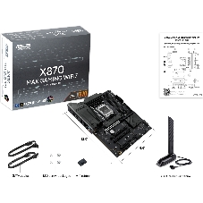 Материнская плата ASUS X870 MAX GAMING WIFI7, AM5, AMD X870, 4xDDR5, 4xSATA, 3xM.2, 1xPCIe 5.0 x16, 2xPCIe 4.0 x16, 1xPCIe x1, 1xHDMI, 2xUSB-C 40Gbps (USB4), 1xUSB-A 10Gbps, 3xUSB-A 5Gbps, 4xUSB-A 2.0, 1x2.5Gb LAN, Wi-Fi 7, Bluetooth 5.4, 3x3.5 мм, 7.1, ATX