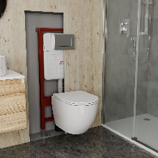Комплект BAU 6 в 1: усиленная инсталляция BAU IDEAL, унитаз подвесной безободковый вихревой Bau Dream Hurricane3, сиденье микролифт, клавиша BAU Light антивандальная, нерж сталь брашированная