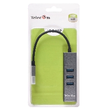 Переходник Telecom USB 3.0 - RJ-45 1000Mbps +3 USB3.0, Aluminum Shell, 0.2м TA311U
