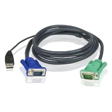 Шнур, мон+клав+мышь USB ATEN, SPHD15=>HD DB15+USB A-Тип, Male-2xMale, 8+4 проводов, опрессованный, 1.8 метр., черный, (2L-5202U)