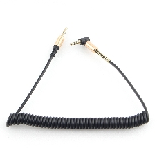 Кабель Cablexpert аудио 90˚ спиральный CCAB-02-35MMLC-1.8MB. 3.5 Jack (M)/3.5 Jack (M), черный, 1.8м, блистер