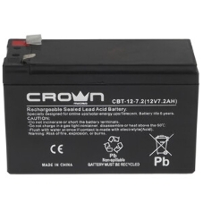 Батарея для ИБП CROWN CBT-12-7.2 (напряжение 12В, емкость 7.2 А/Ч, разм 151х65х100 мм, вес 2,1 кг, тип клеммы - F2, 5 лет)