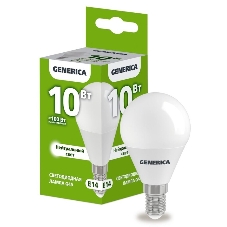 Лампа светодиодная GENERICA LL-G45-10-230-40-E14-G G45 10 Вт шар 4000К E14 230В