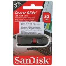Флешка USB Sandisk CZ60 Cruzer Glide (SDCZ60-032G-B35), 32Gb, USB 2.0, R/W 30/8, черный/красный