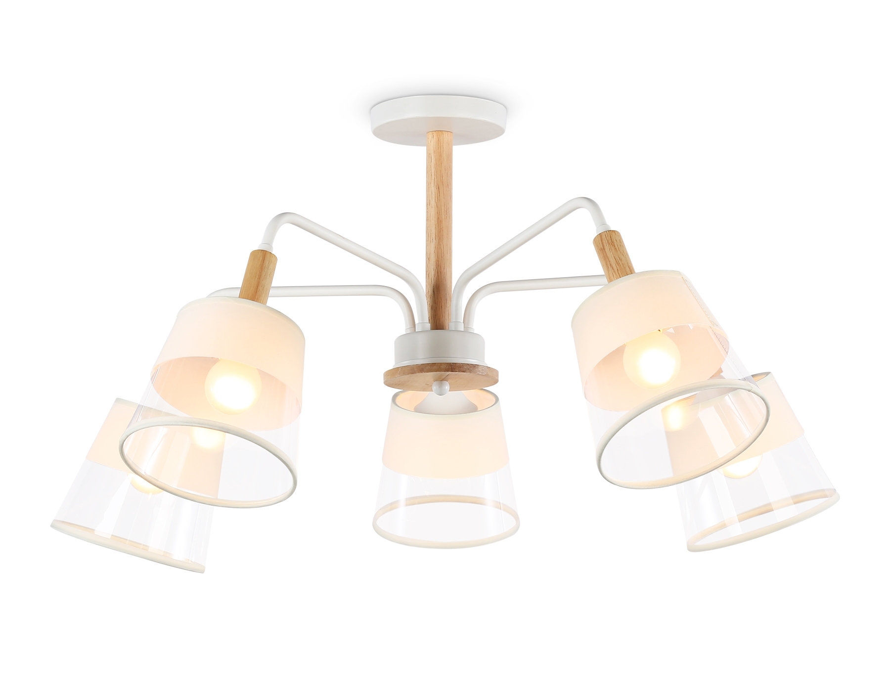 Светильник Ambrella light TR4738/5 WH/LW белый/светлое дерево E27/5 max 40W D760*350
