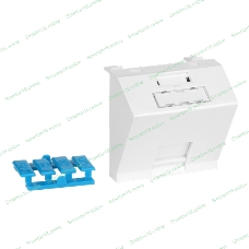 Вставка 45x45 на 1 кейстоун, угловая, со шторкой, маркировкой и иконками, белая