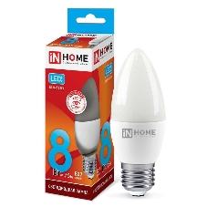 Лампа светодиодная LED-СВЕЧА-VC 8Вт 230В E27 4000К 720лм IN HOME 4690612020457