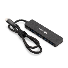 USB-концентратор 4-в-1 ExeGate DUB-4C/3 (кабель-адаптер USB Type C --> 4xUSB3.0, Plug&Play, черный)