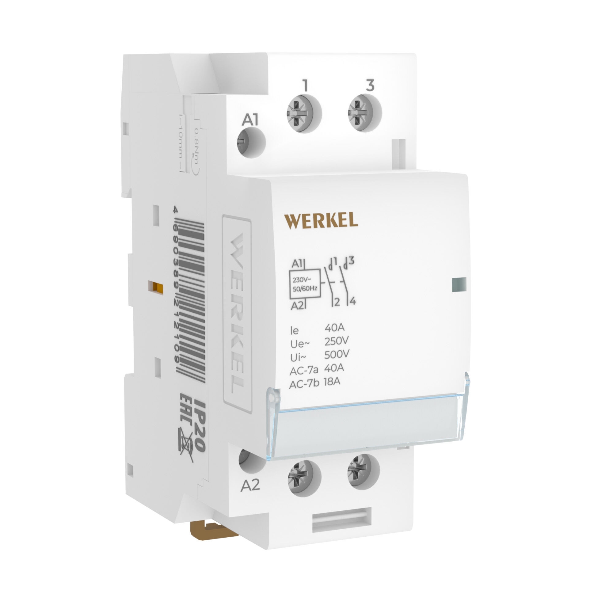 Контактор модульный Werkel 40 A 2NO (2 мод.) W942M40O