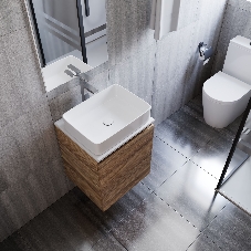 Тумба Bau Dream Blackwood 50 с дверцей, раковина BAU Hotel 48х37, смеситель для раковины высокий Hotel Still, нержавеющая сталь, выпуск клик клак, белый