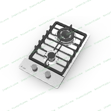 Газовая варочная панель Evelux HEG 330 X Hi-Tech, 30 см, 2 конфорки, WOK-конфорка, чугунные решетки, газ-контроль, электроподжиг, механическое управление, нержавеющая сталь