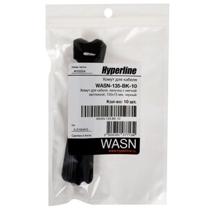 Крепеж Hyperline WASN-135-mix-10 Хомут для кабеля, липучка с мягкой застежкой, 135x14 мм, цвет в ассортименте (10 шт.)